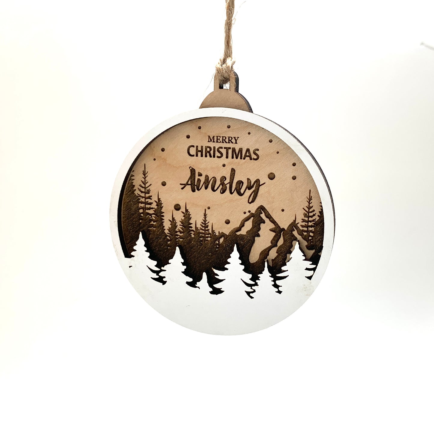 Mountains and Trees Ornament, Customisable